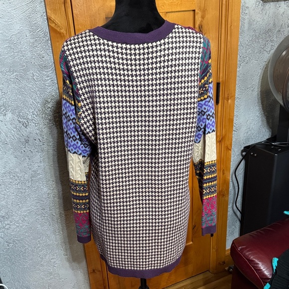 Coldwater Creek Colorful Patchwork Button-Up Sweater - Picture 4 of 6